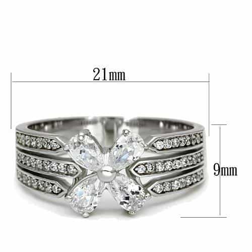 Sterling Silver CZ Pear Marquise Flower Channel Wide Ring view 7