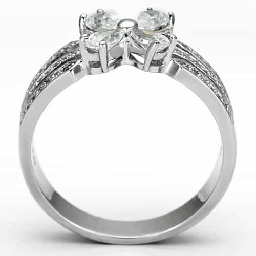 Sterling Silver CZ Pear Marquise Flower Channel Wide Ring view 8