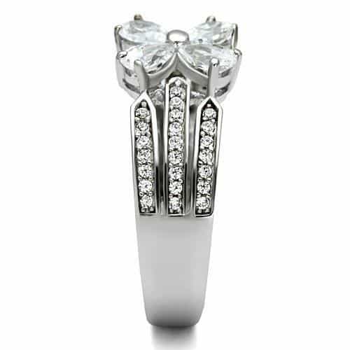 Sterling Silver CZ Pear Marquise Flower Channel Wide Ring view 4