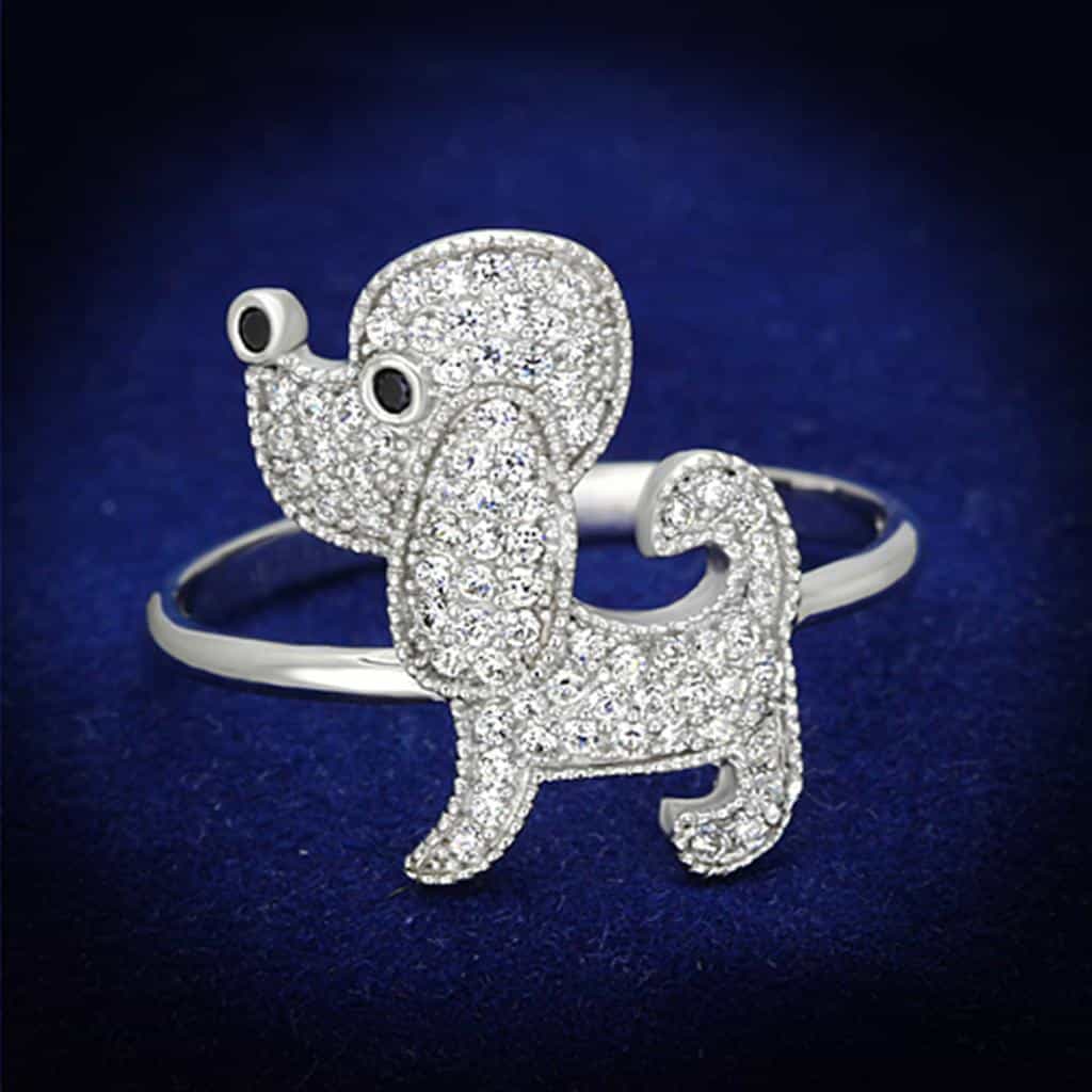 Sterling Silver CZ Pave Elephant 3D Ring | The Stainless Jewelry view 1