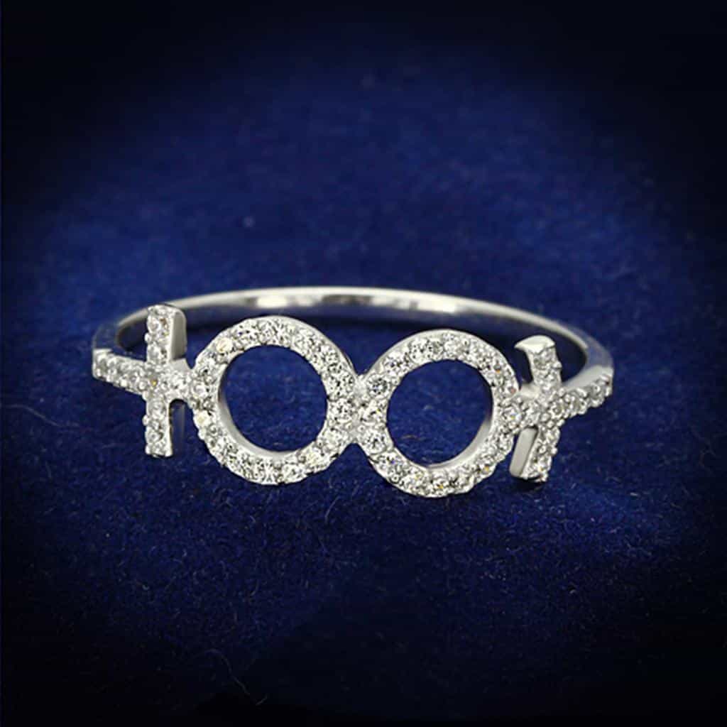 Sterling Silver CZ XOXO Hugs Kisses Open Ring view 1