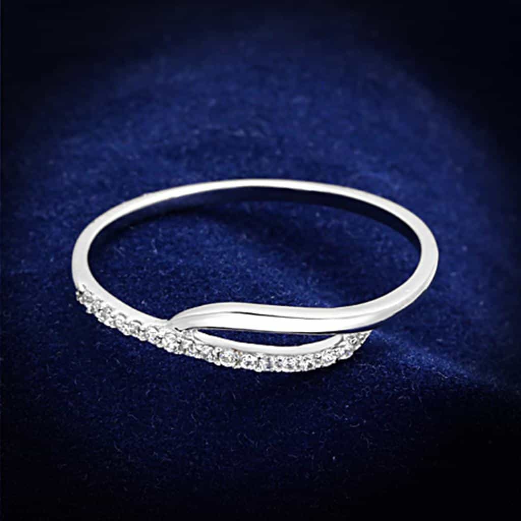 Sterling Silver CZ Double Band Open Thin Ring view 6