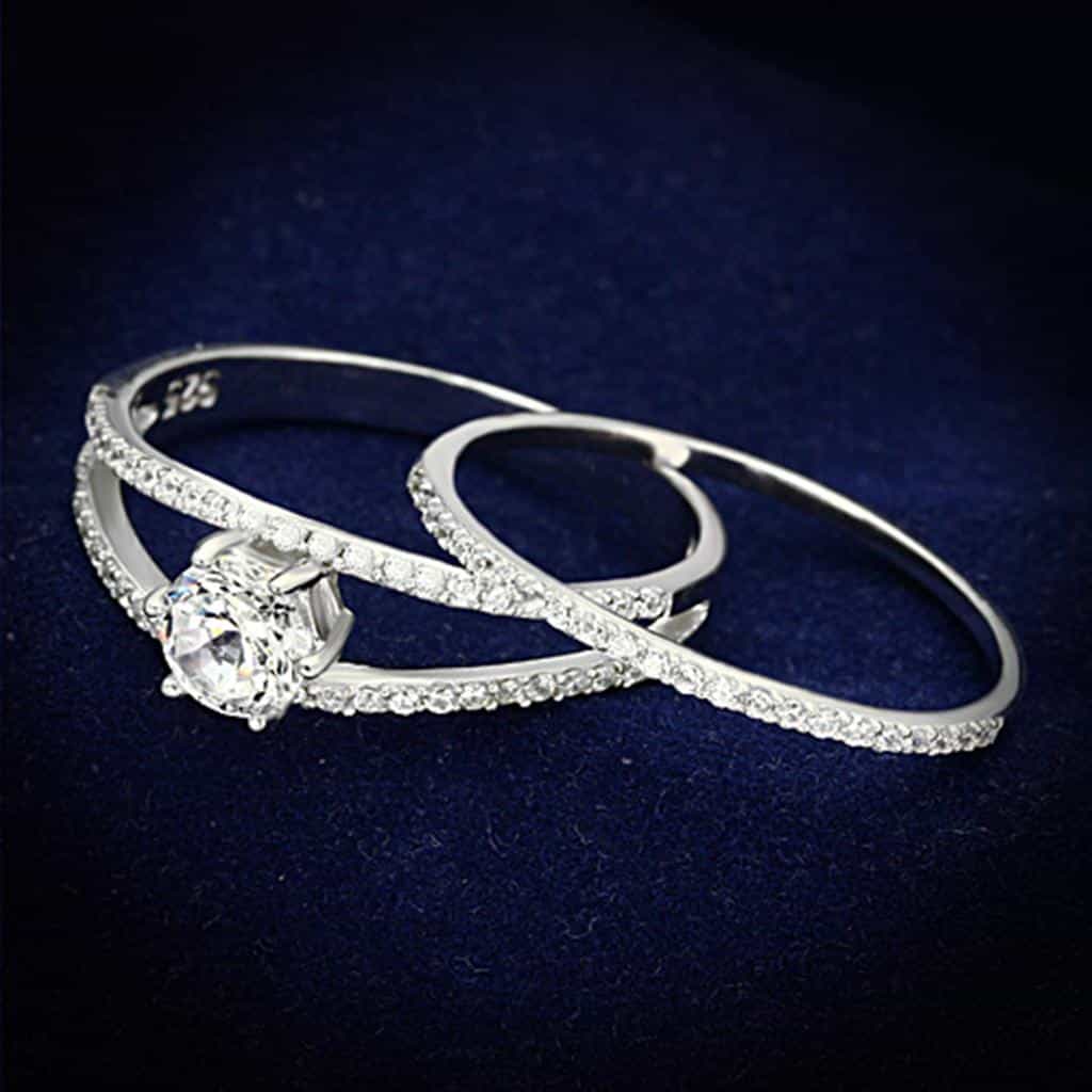 Sterling Silver CZ Marquise Bypass Pave Open Ring view 6