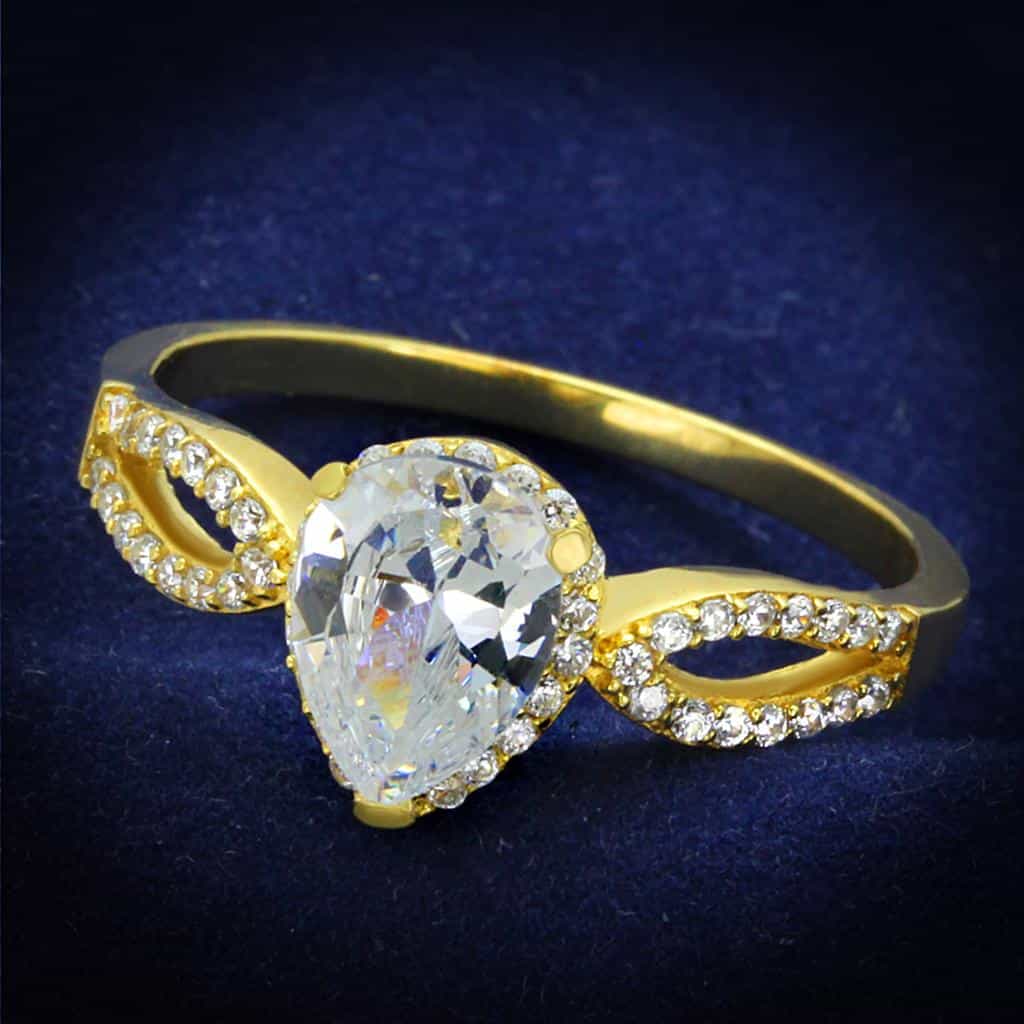 Sterling Silver Gold Two Tone CZ Oval Halo Infinity Ring view 6