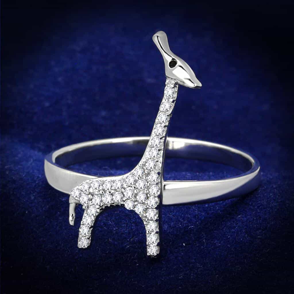 Sterling Silver CZ Giraffe Animal Open Ring view 6