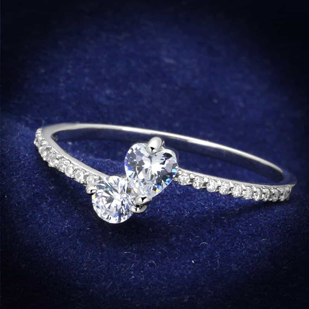 Sterling Silver CZ Pear Solitaire Twist Pave Thin Ring view 6