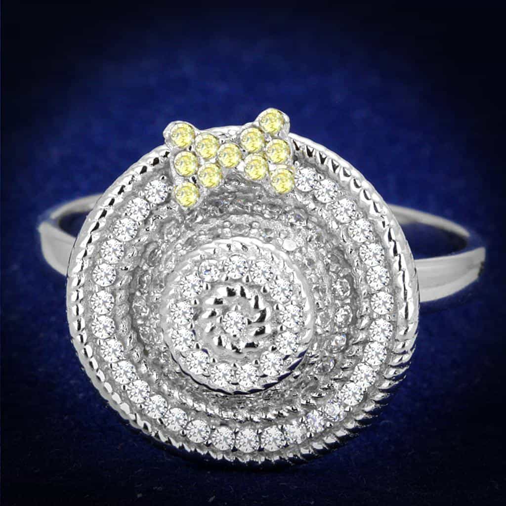 Sterling Silver CZ Concentric Circle Rope Dome Ring view 7