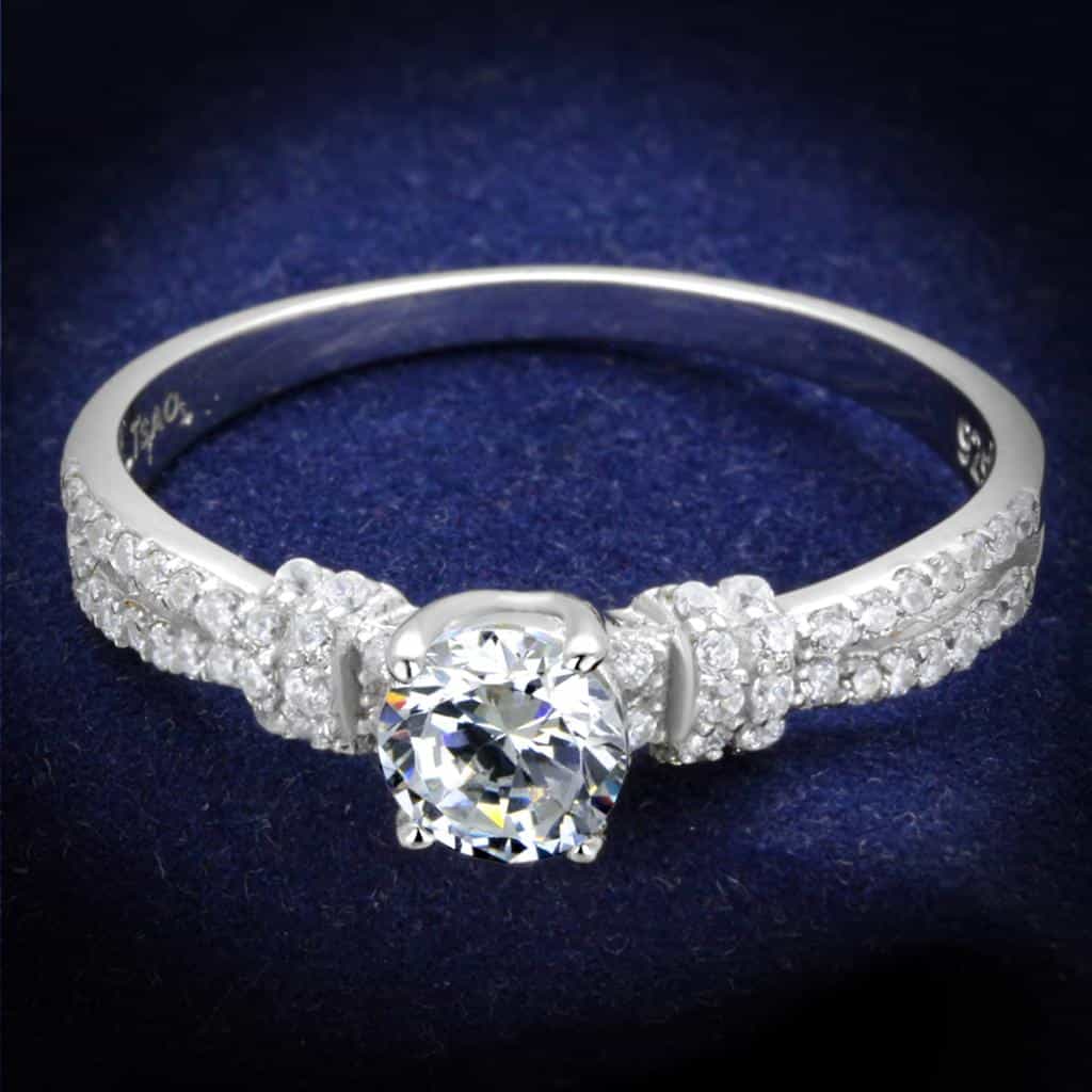 Sterling Silver CZ Round Triple Past Present Future Pave Ring view 6