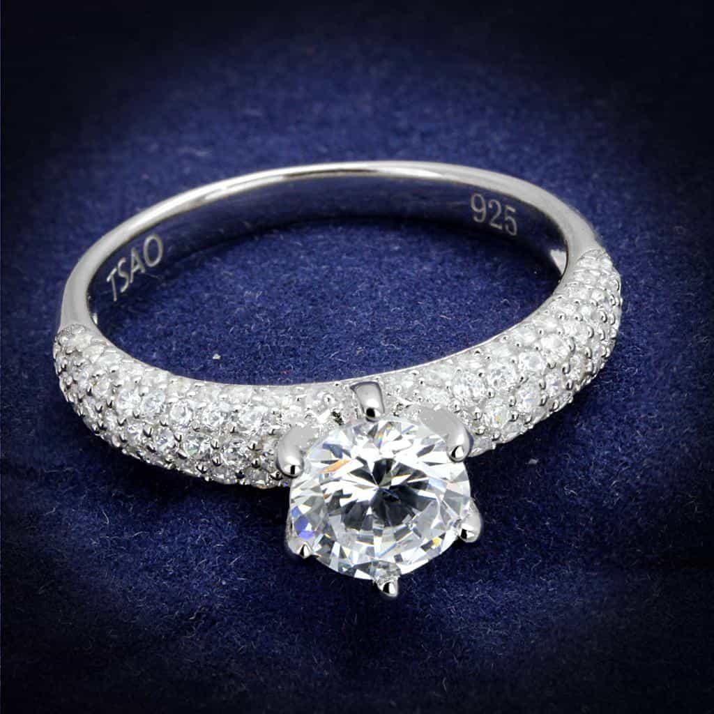 Sterling Silver CZ Round Multi Row Pave Six Prong Ring view 6