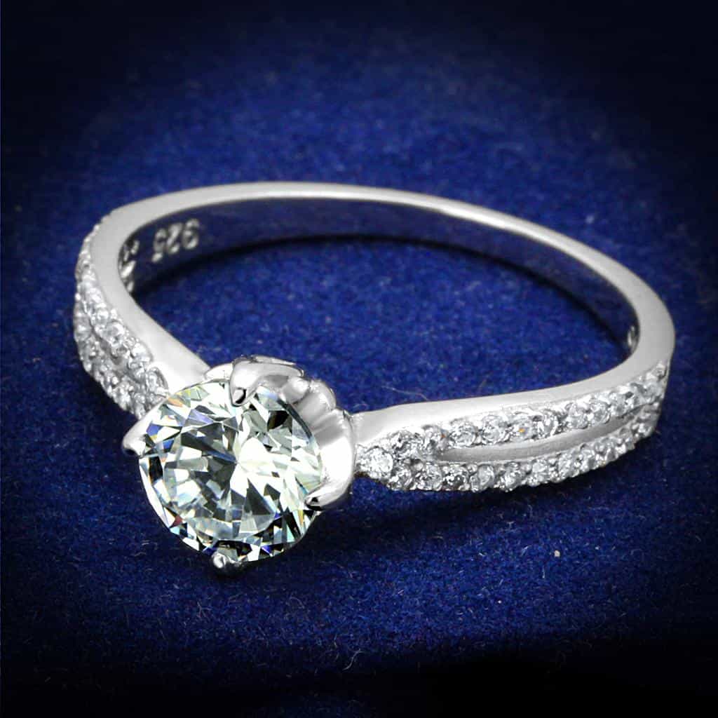 Sterling Silver CZ Round Twisted Pave Solitaire Ring view 6