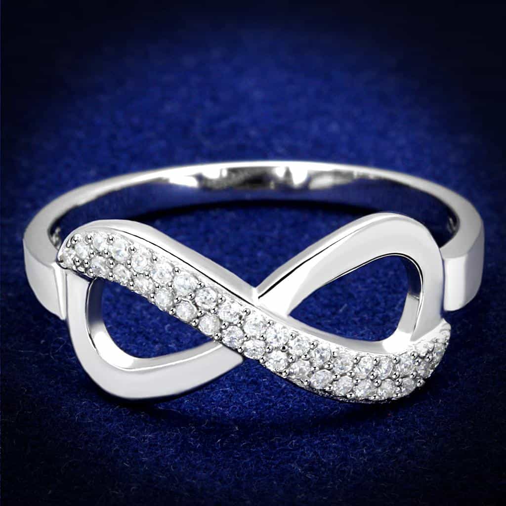 Sterling Silver CZ Pave Infinity Large Wide Ring view 1