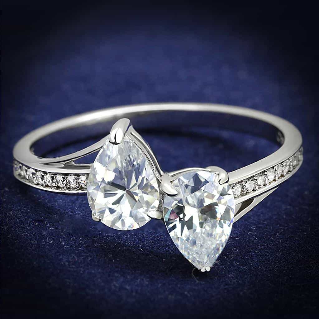 Sterling Silver CZ Oval Marquise Bypass Pave Ring view 6