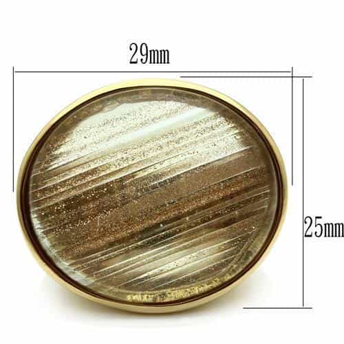 Brass Gold Sandstone Cabochon Dome Ring | The Stainless Jewelry view 5