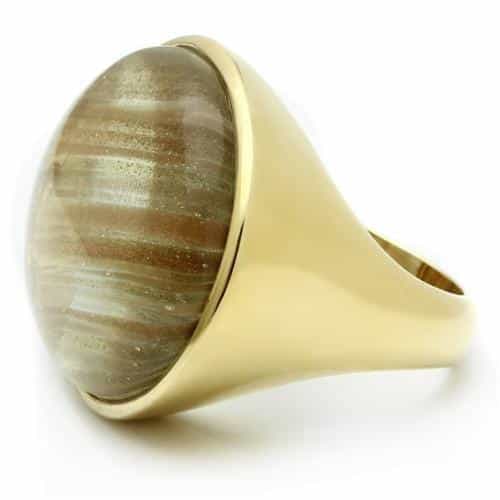 Brass Gold Sandstone Cabochon Dome Ring | The Stainless Jewelry view 6