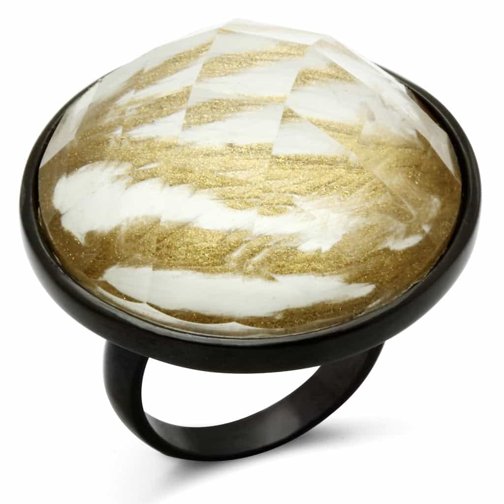 Brass Blue Enamel Band Ring | The Stainless Jewelry view 4