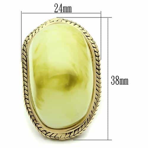 Brass Gold Green Marble Cabochon Rope Ring view 5