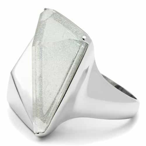 Brass White Shimmer Diamond Ring | The Stainless Jewelry view 6