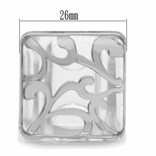 Brass Silver Scroll Clear Cube Ring | The Stainless Jewelry view 5