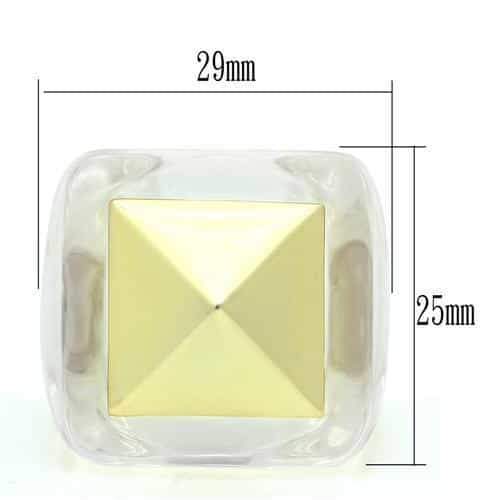 Brass Clear Resin Pyramid Stud Ring | The Stainless Jewelry view 2
