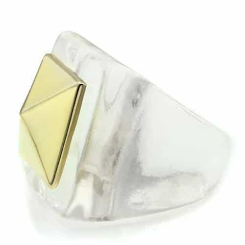 Brass Clear Resin Pyramid Stud Ring | The Stainless Jewelry view 3