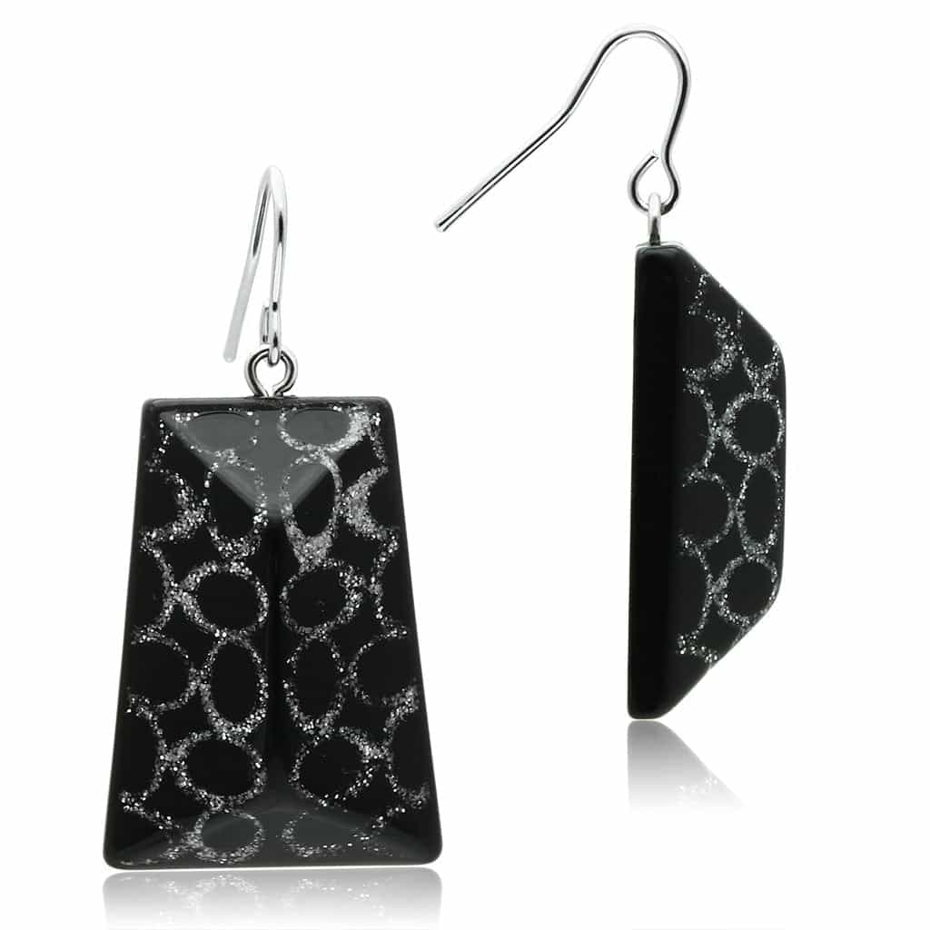 Brass Black Geometric Earrings | The Stainless Jewelry view 1