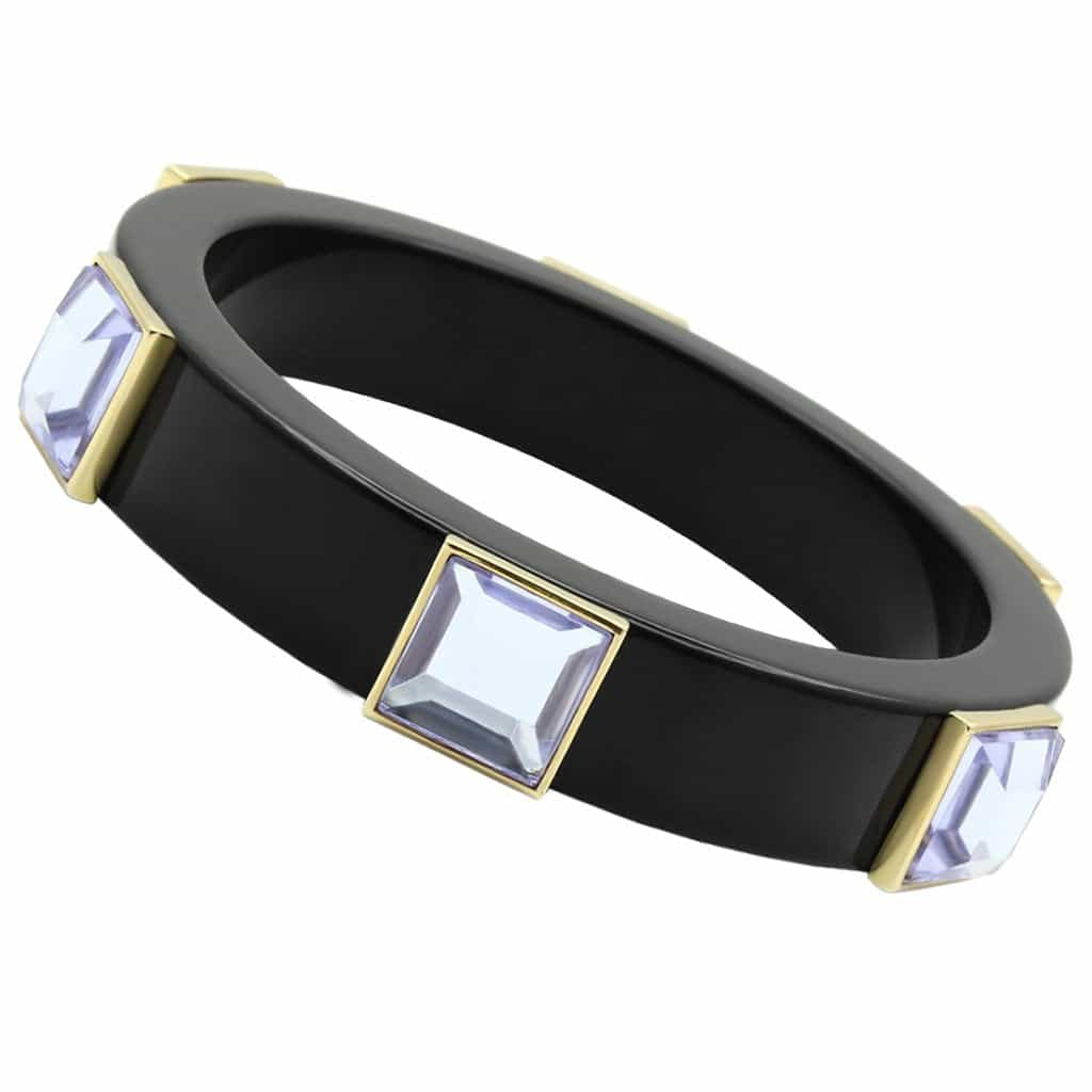 Brass Black Geometric Band Bangle | The Stainless Jewelry view 1