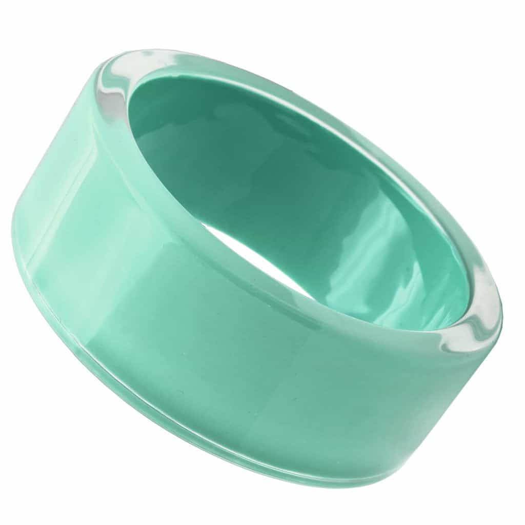 Resin Green Enamel Wide Bangle Bracelet | The Stainless Jewelry view 1