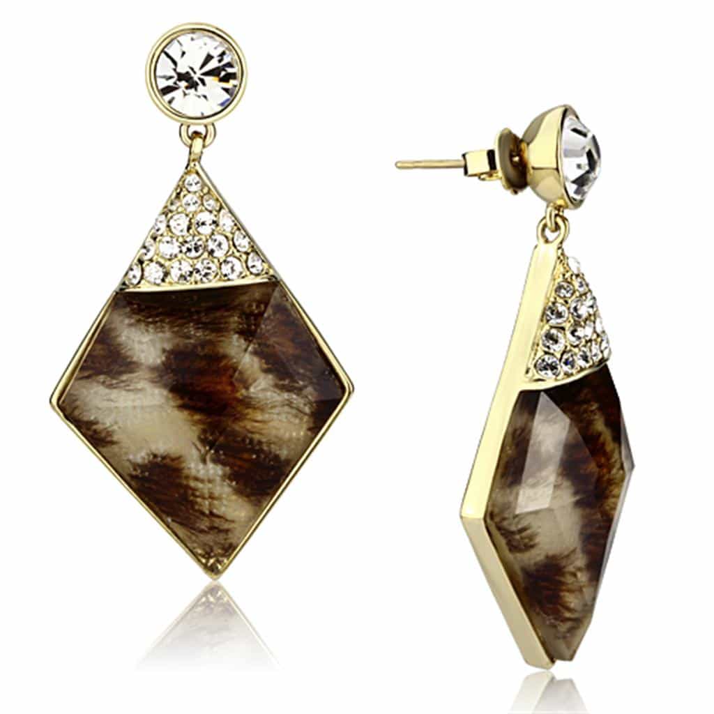 Brass Ivory Enamel Cuff Earrings | The Stainless Jewelry view 1