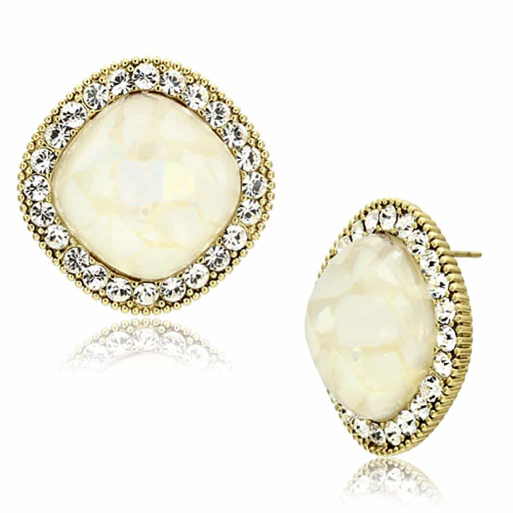 Brass Ivory Textured Cuff Earrings | The Stainless Jewelry view 1