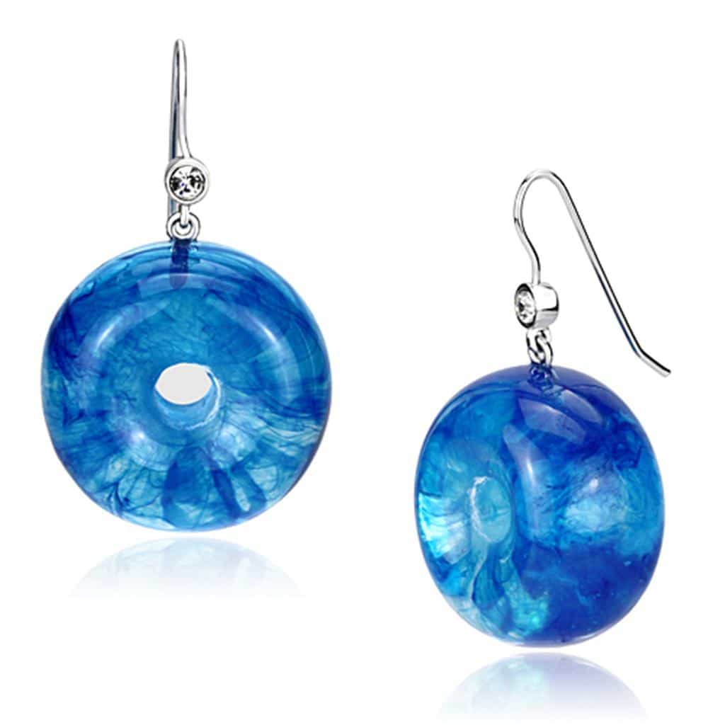 Brass Blue Glass Earrings | The Stainless Jewelry view 1