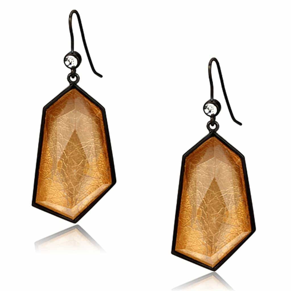 Brass Green Enamel Band Earrings | The Stainless Jewelry view 1