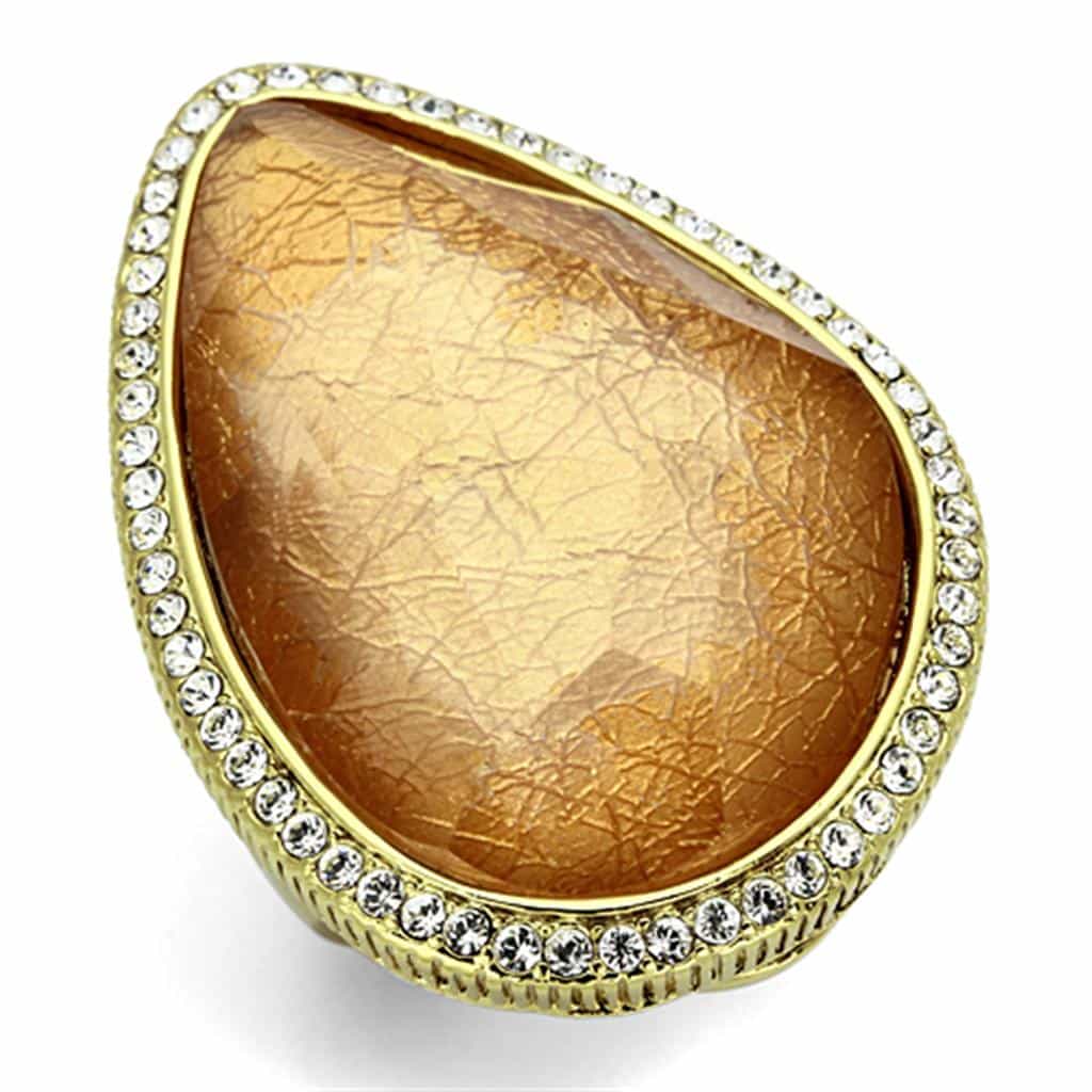 Brass Turquoise Bezel Ring | The Stainless Jewelry view 1