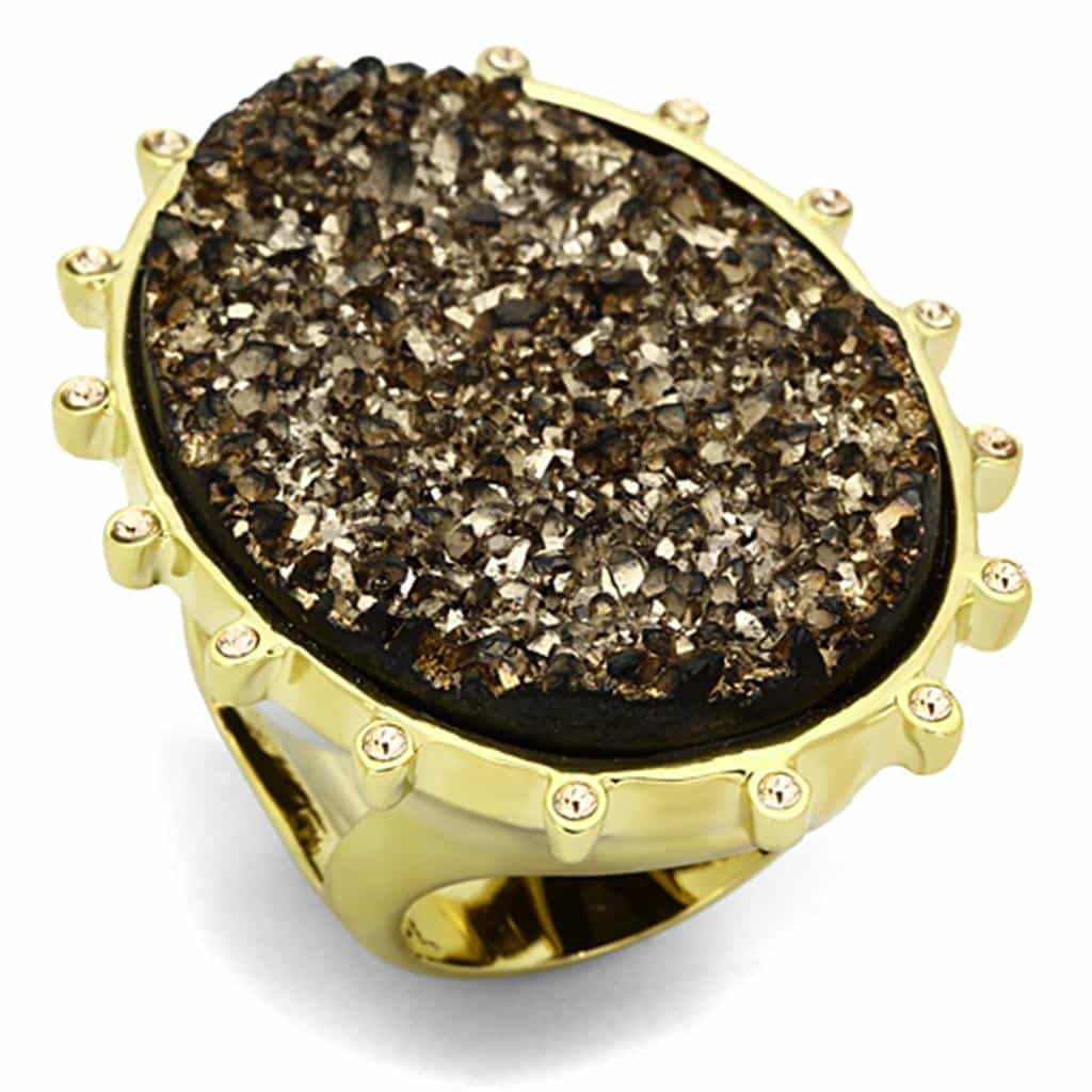 Brass Oval Stone Bezel Ring | The Stainless Jewelry view 1