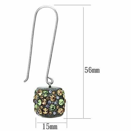 Stainless Steel Multi Crystal Cube Drop Earrings view 2