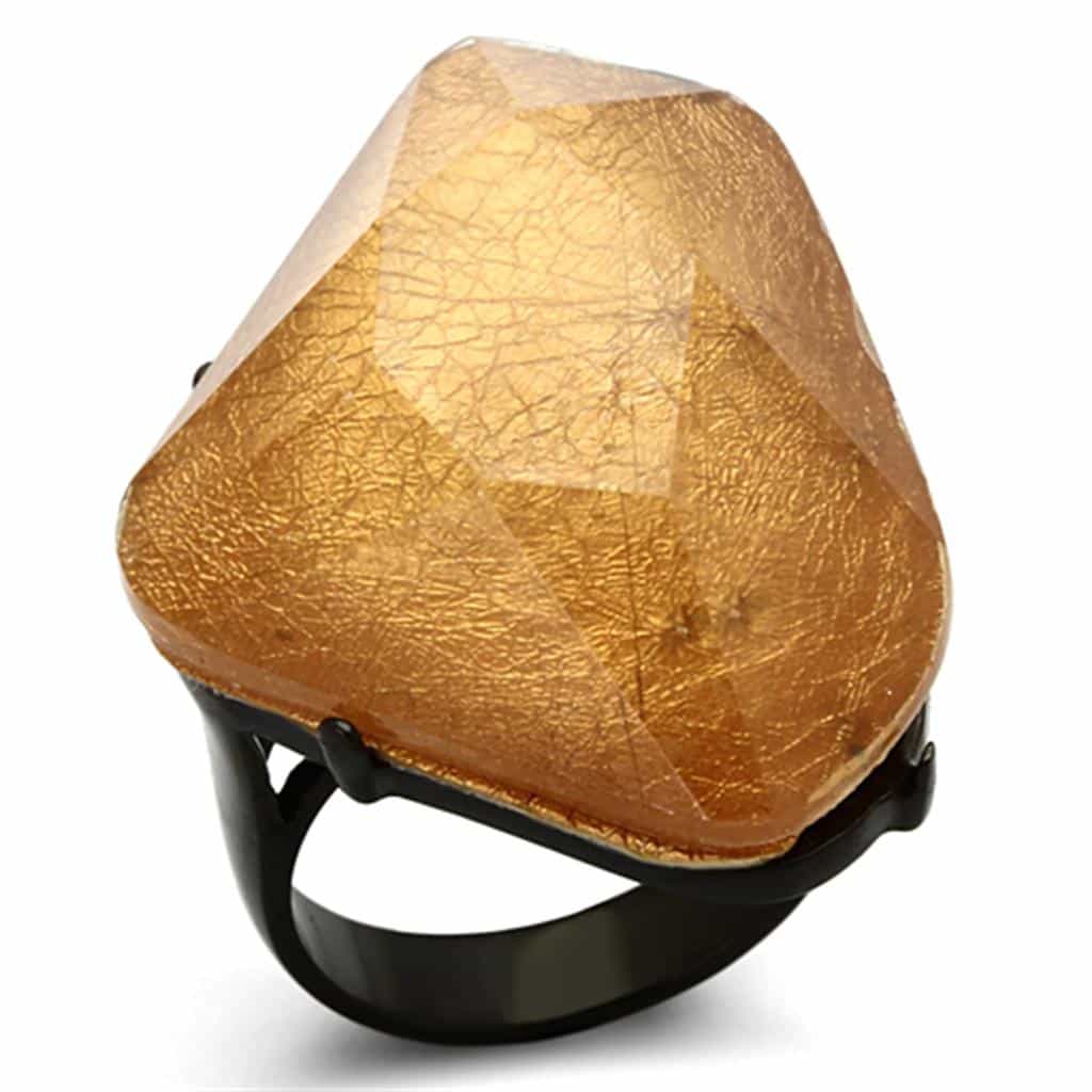 Stainless Steel Golden Topaz Oval Ring | The Stainless Jewelry view 5