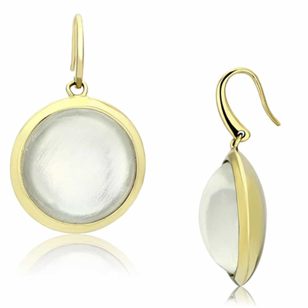 Brass Peach Enamel Earrings | The Stainless Jewelry view 1