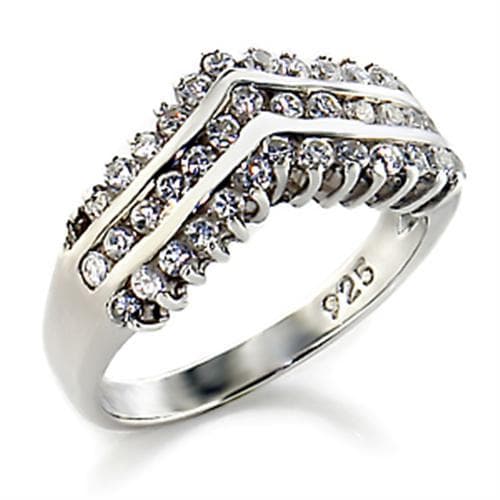 Sterling Silver CZ Chevron Multi Row Wide Ring
