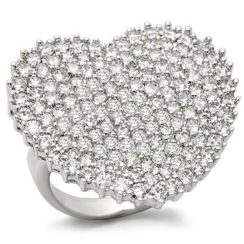 Brass CZ Heart Pavé Dome Ring | The Stainless Jewelry