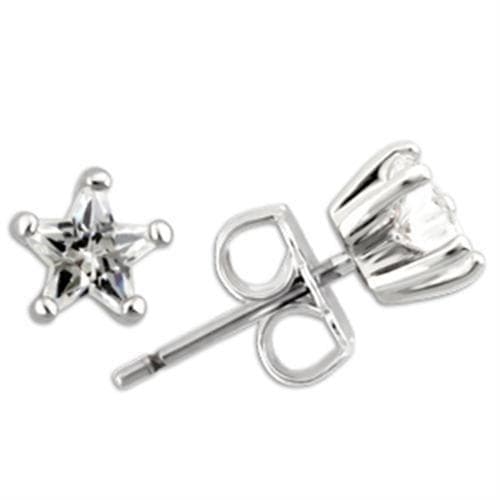 Sterling Silver CZ Star Prong Stud Earrings