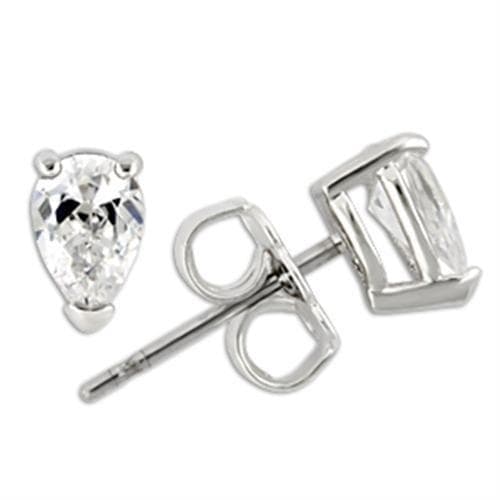 Sterling Silver CZ Pear Prong Stud Earrings