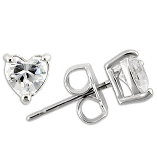 Sterling Silver CZ Heart Solitaire Stud Earrings