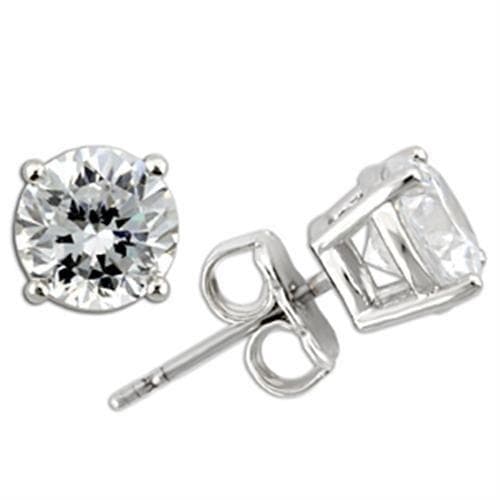 Sterling Silver Round Diamond Stud Earrings