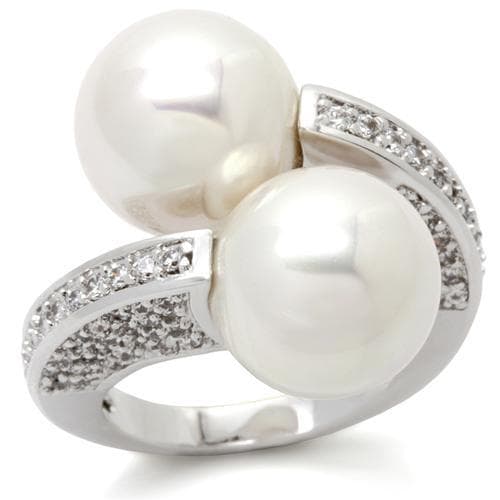 Brass Double Pearl CZ Bypass Ring
