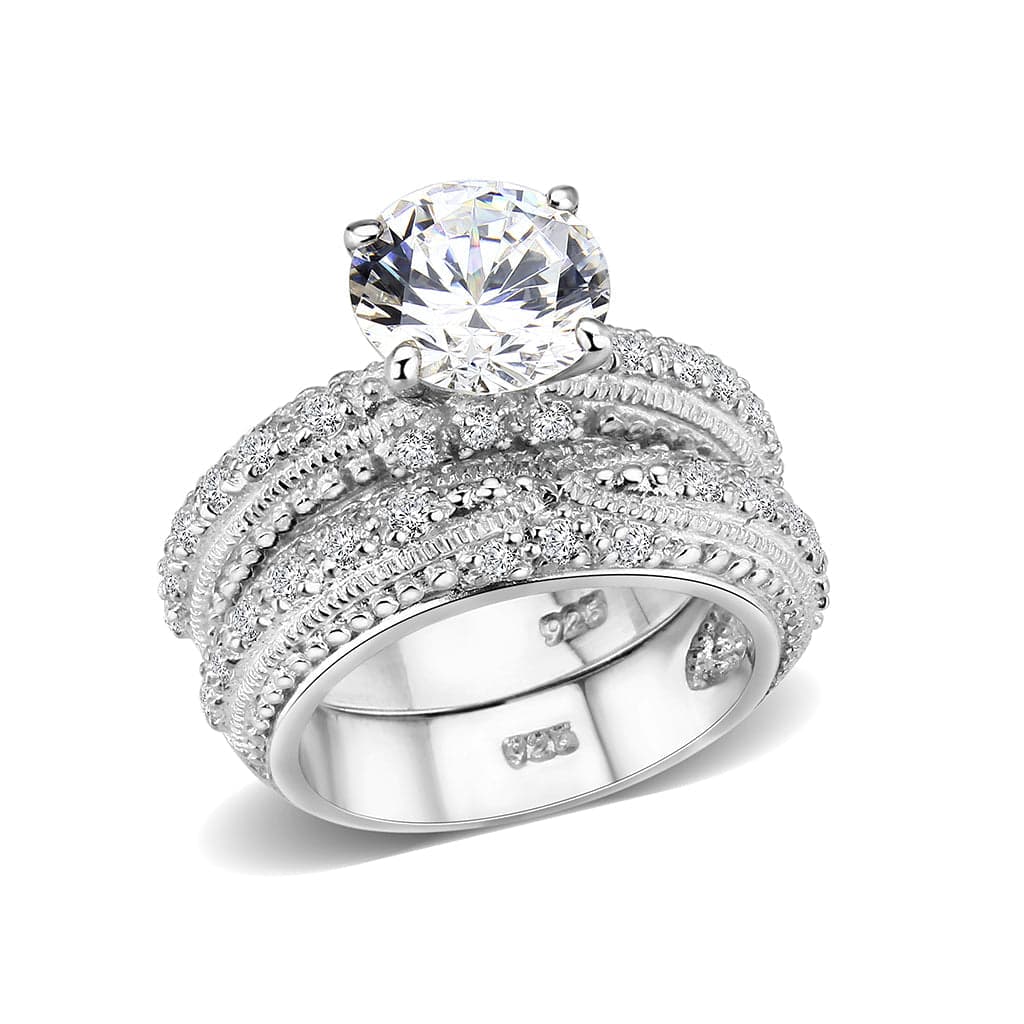 Sterling Silver CZ Emerald Cut Accent Ring