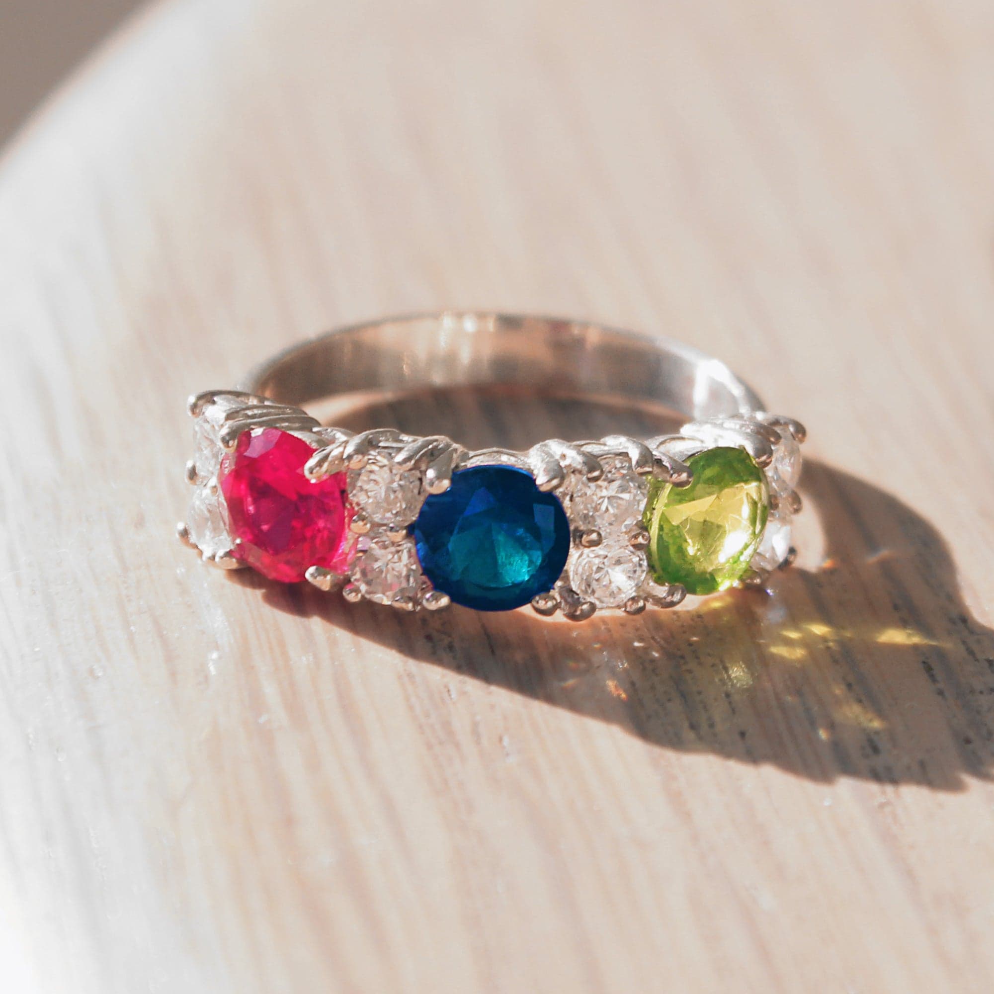 Sterling Silver Multicolor CZ Round Channel Band Ring
