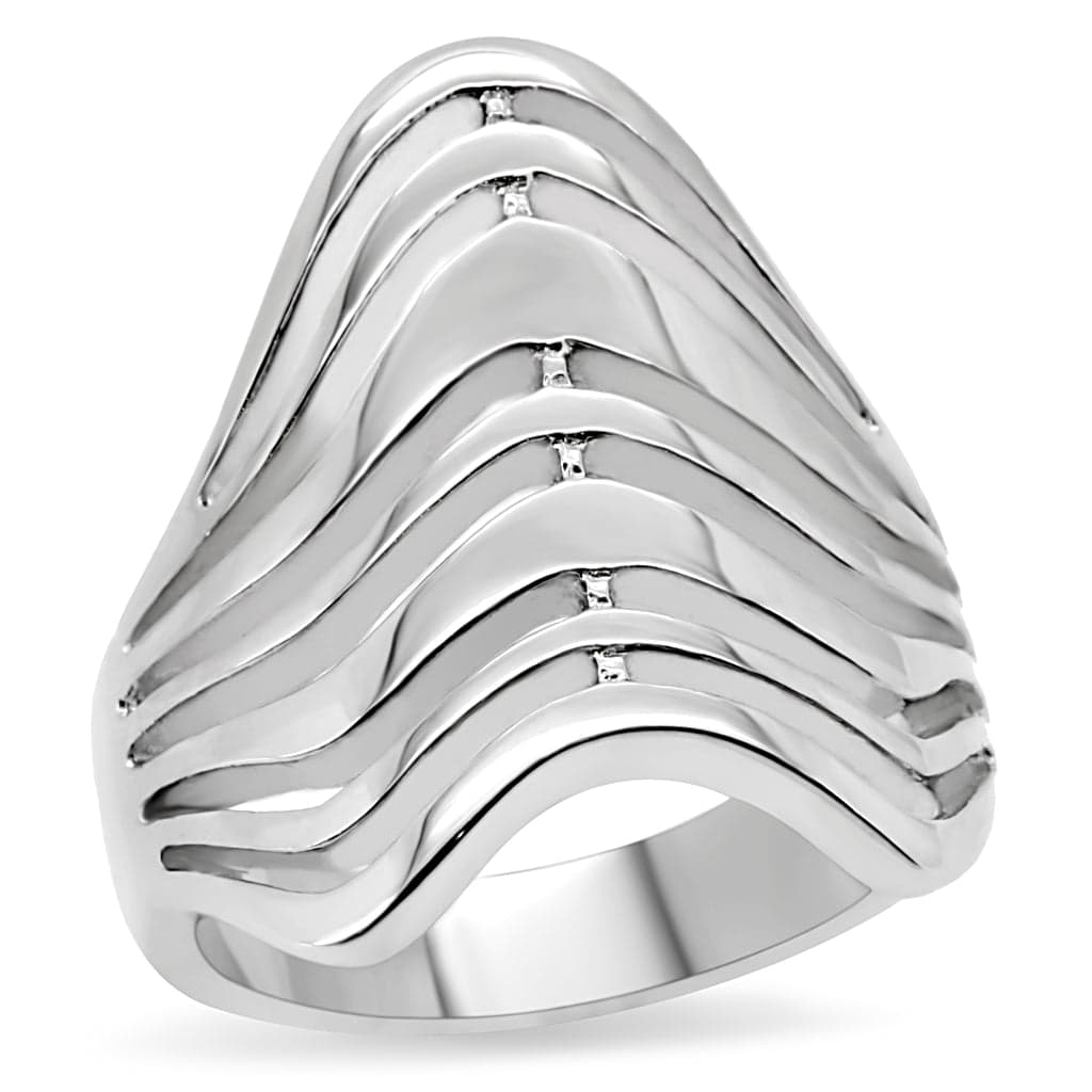 Stainless Steel Polished Wave Cutout Wide Ring