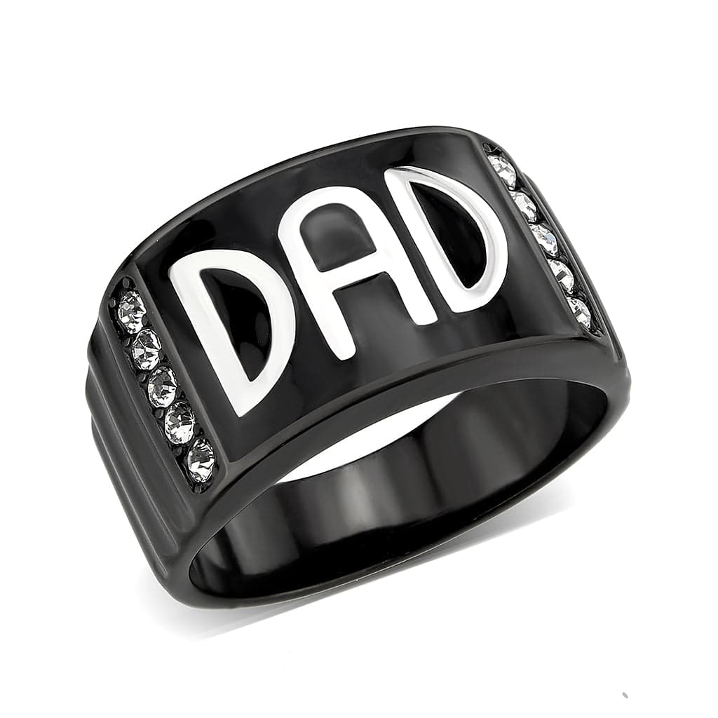 Stainless Steel Dark IP DAD Letter Enamel Mens Band Earrings