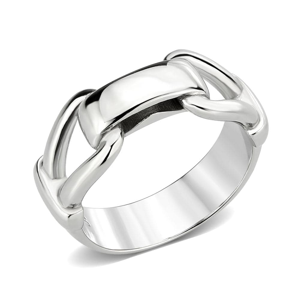 Stainless Steel Silver Polished Knot Buckle Wide Band Ring
