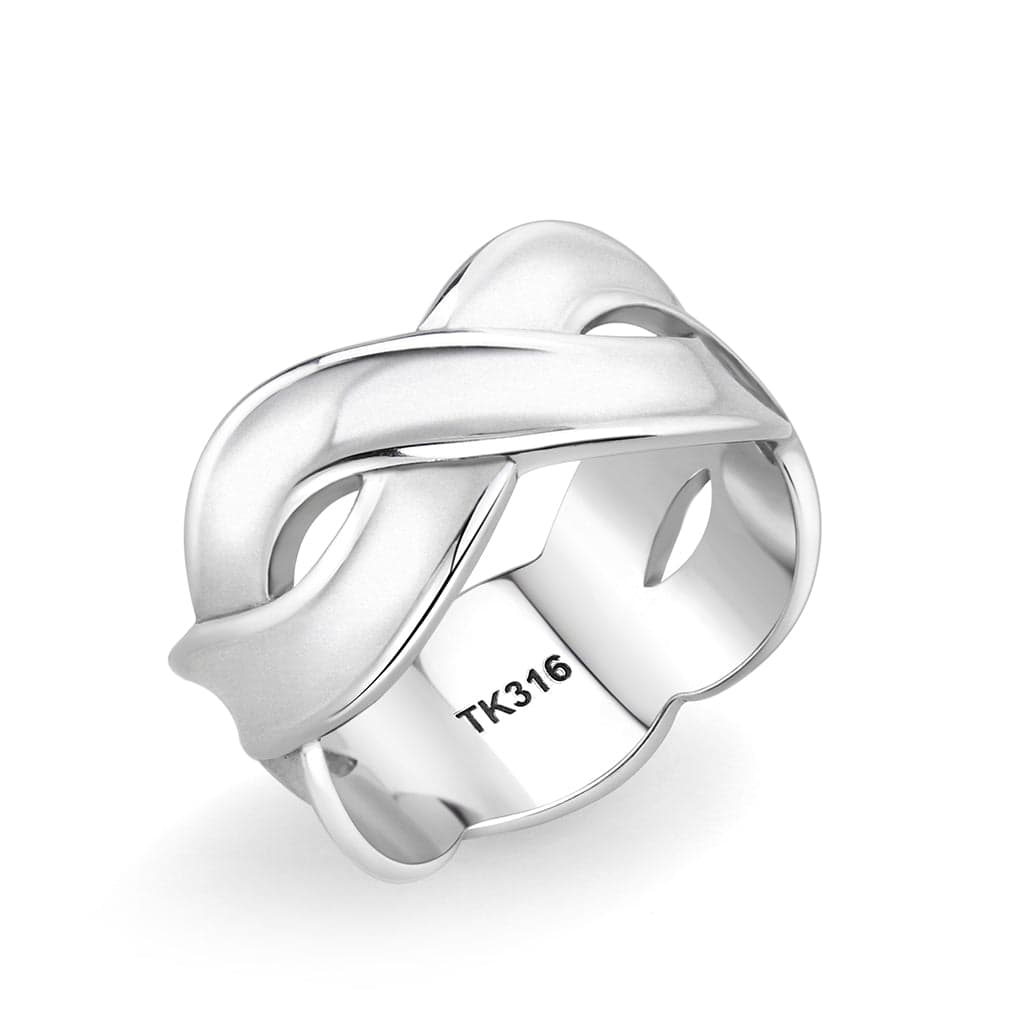 Stainless Steel Polished Braided Knot Wide Band Ring