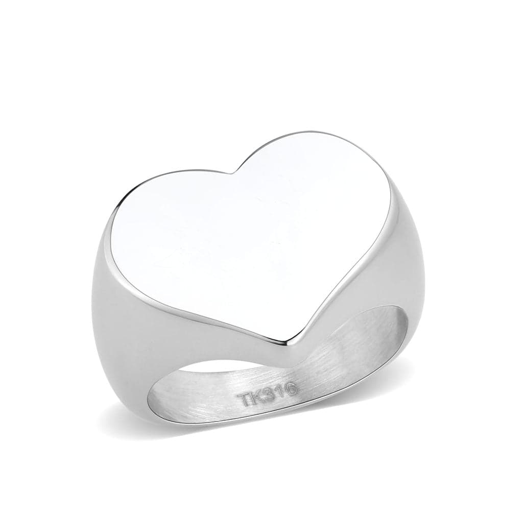 Stainless Steel Polished Heart Flat Top Cocktail Ring
